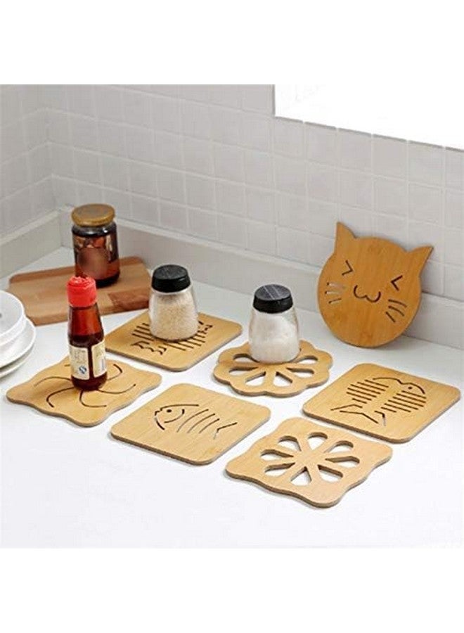 Sugalsu 4 pcs Wooden Coasters for Drinks, Non-Slip Hallow Coasters, Kitchen Accessories with Anti-Scald for Bar Home Cafe Restaurant Beautiful Home Decor for Friends(14.5 * 14.5 Cm) - Image 5