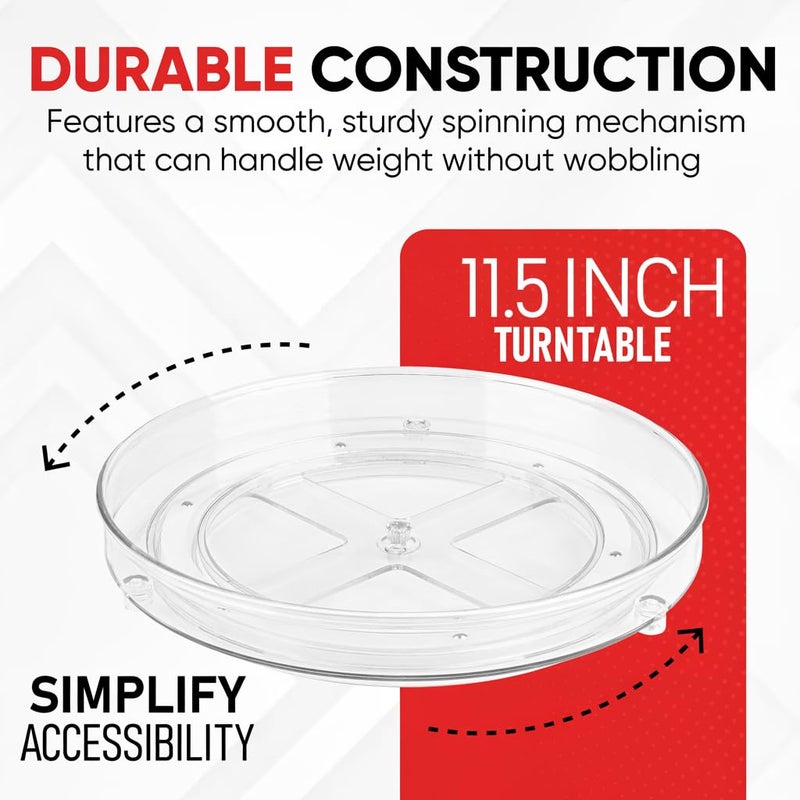 Oizeir Clear Lazy Susan Organizer (Pack of 2) 11.5 Inch Turntable for Kitchen, Pantry, Fridge, Bathroom, and Vanity Countertops, Acrylic Rotating Organizer - Image 3