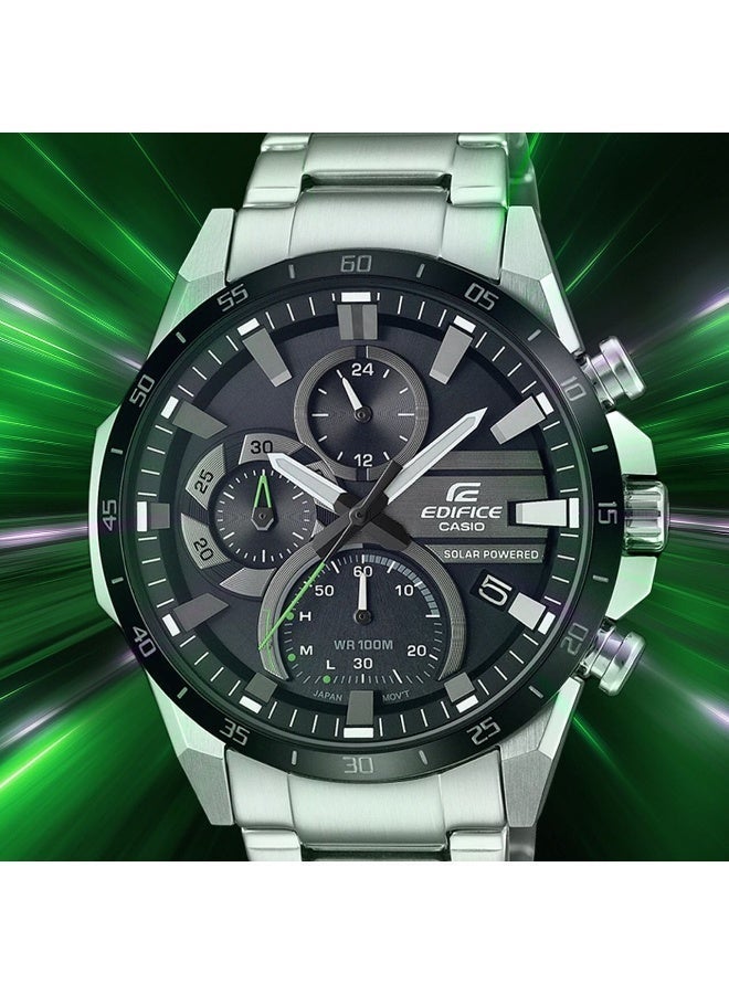 Casio Edifice EQS-940DB-1AVUDF Men’s Solar Chronograph Watch, Stainless Steel, Black Dial, Black Bezel, 100m Water Resistance - Image 2