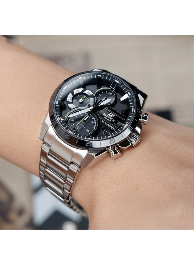Casio Edifice EQS-940DB-1AVUDF Men’s Solar Chronograph Watch, Stainless Steel, Black Dial, Black Bezel, 100m Water Resistance - Image 3