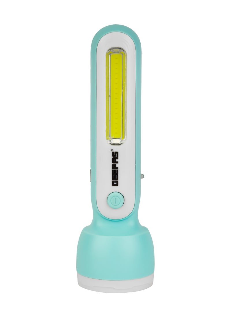 GEEPAS - Geepas Rechargeable LED Torch- GFL51060, Sturdy Housing with COB and Hi-Power LED, 3 Hours Working Time, Lead-Acid Battery, Compact and Lightweight Design, Perfect for Indoor and Outdoor Use - Image 1