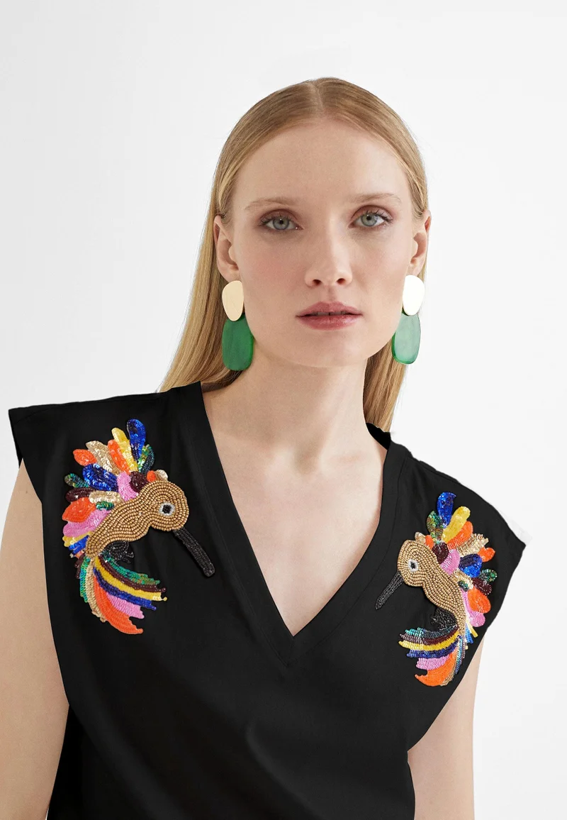 Lola Casademunt T-shirt with multicoloured embroidery