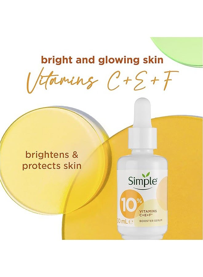 simple 10% Vitamins C + E + F Booster Serum, Young and Radiant Skin Essence Liquid, Reduce Age Spots, Light Weight Essence Water 30 ML - Image 2