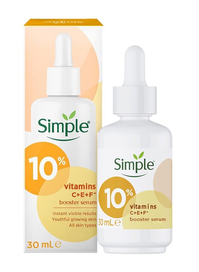simple 10% Vitamins C + E + F Booster Serum, Young and Radiant Skin Essence Liquid, Reduce Age Spots, Light Weight Essence Water 30 ML - Image 1