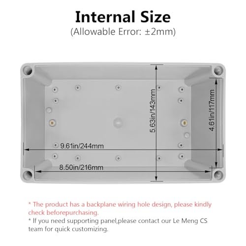 LeMotech IP67 Waterproof Junction Box ABS Plastic Project Box Dustproof Electrical Box Outdoor Enclosure for Electronics DIY Case Gray 9.8X 5.9X 5.1 inch(250mmx 150mmx 130mm) - Image 3