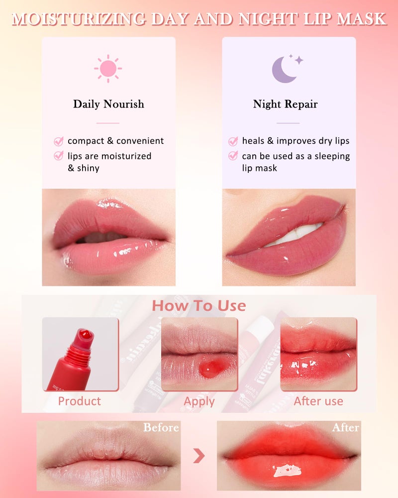 LYSdefeu Butter Tinted Lip Balm-3 Colors Vanilla Beige Brown Pink Sugar Lip Gloss,Clear Jelly Yummy Tint Lip Stain,Long Lasting Hydrating Glow Reviver Lip Care Oil, Christmas Makeup Gift for Women-Set A - Image 5