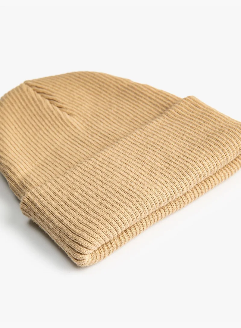 KOTON Rib-Knit Basic Beanie