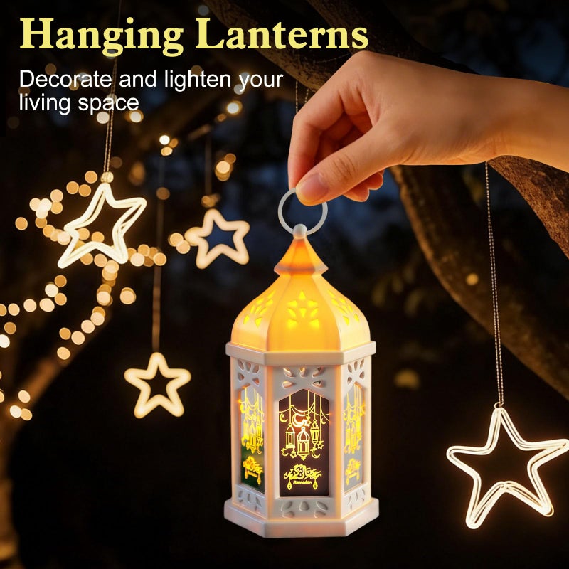 MJZ 6 PCS Ramadan Lantern Lights, 8" Large Ramadan Eid Decorations for Home 2026, Ramadan Lanterns Decorative Ramadan Table Indoor Outdoor Decor, Eid Mubarak Ramadan Gifts for Kids ÙØ§Ù†ÙˆØ³ Ø±Ù…Ø¶Ø§Ù† - Image 5