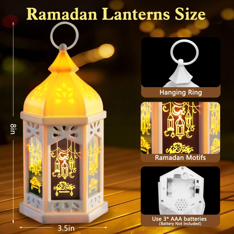 MJZ 6 PCS Ramadan Lantern Lights, 8" Large Ramadan Eid Decorations for Home 2026, Ramadan Lanterns Decorative Ramadan Table Indoor Outdoor Decor, Eid Mubarak Ramadan Gifts for Kids ÙØ§Ù†ÙˆØ³ Ø±Ù…Ø¶Ø§Ù† - Image 2