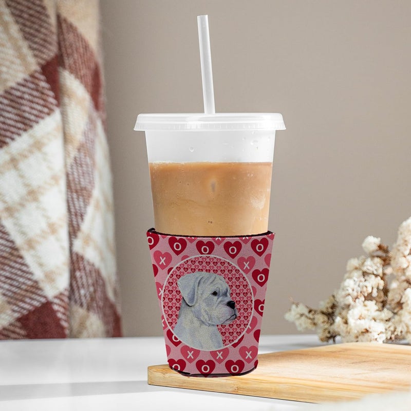 Caroline's Treasures Caroline's Treasures SS4509RSC Boxer Hearts Love and Valentine's Day Red Cup Hugger Cup Cooler Sleeve Hugger Machine Washable Drink Sleeve Hugger Collapsible Insulator Beverage Insulated Holder  - Image 2