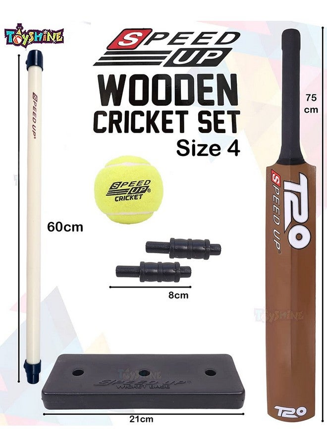 Toyshine Speed Up T-20 Combo Box Cricket Kit for Kids (Bat Size: 4, 5-10 yrs) Outdoor Sports Toy Gift for Boys Girls Picnic Fun - SSTP (Brown) - Image 5