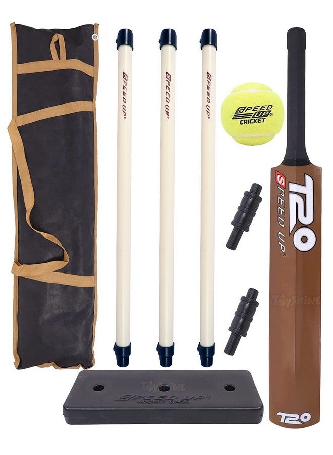 Toyshine Speed Up T-20 Combo Box Cricket Kit for Kids (Bat Size: 4, 5-10 yrs) Outdoor Sports Toy Gift for Boys Girls Picnic Fun - SSTP (Brown) - Image 1