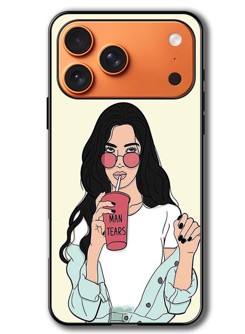 Theodor Case Compatible with Apple iPhone 17 Pro 6.3 Inch Protection Shockproof Bumper Cover Girl Drinking Coffee - Image 1