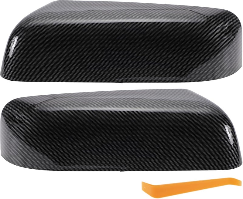 REPAIROCK Car Rear View Mirror Cover Caps Replacement for Ford F-150 2009-2014 - Black Carbon Fiber - Image 1