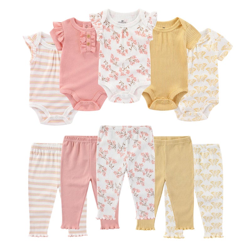 Ruliby Baby Girl Bodysuit and Pant Set Summer Soft Newborn Clothes Outfits 912 month - Image 2
