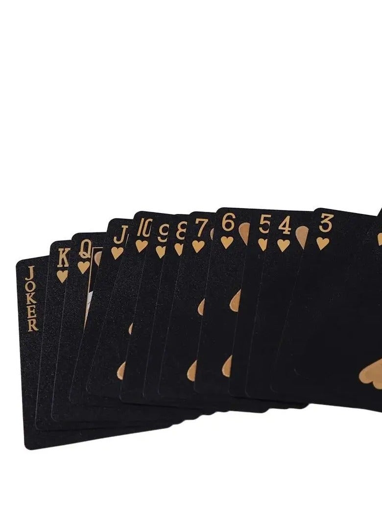 Vintage-Style Black & Golden Waterproof Playing Cards – Durable Plastic Poker Deck for Board Games, Parties & Magic Tricks  - Image 3
