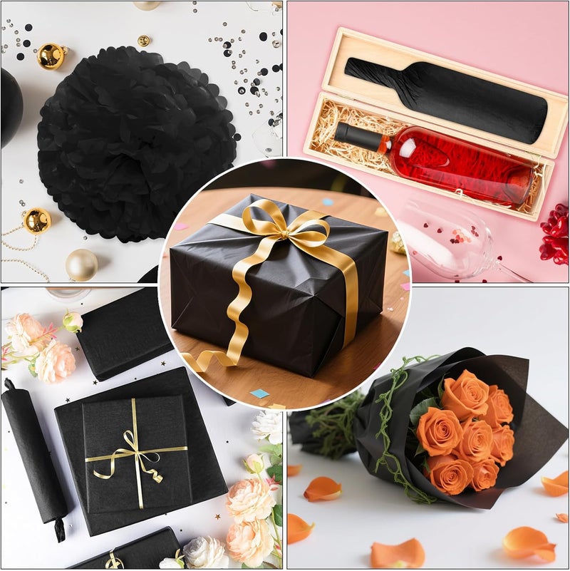 PLULON 60 Sheets Black Tissue Paper for Gift Bags, Gift Wrapping Paper Tissue Bulk for Crafts Packaging Birthday Baby Shower, Wedding Holiday Flower Bachelorette Bridal Party Decorations - Image 4