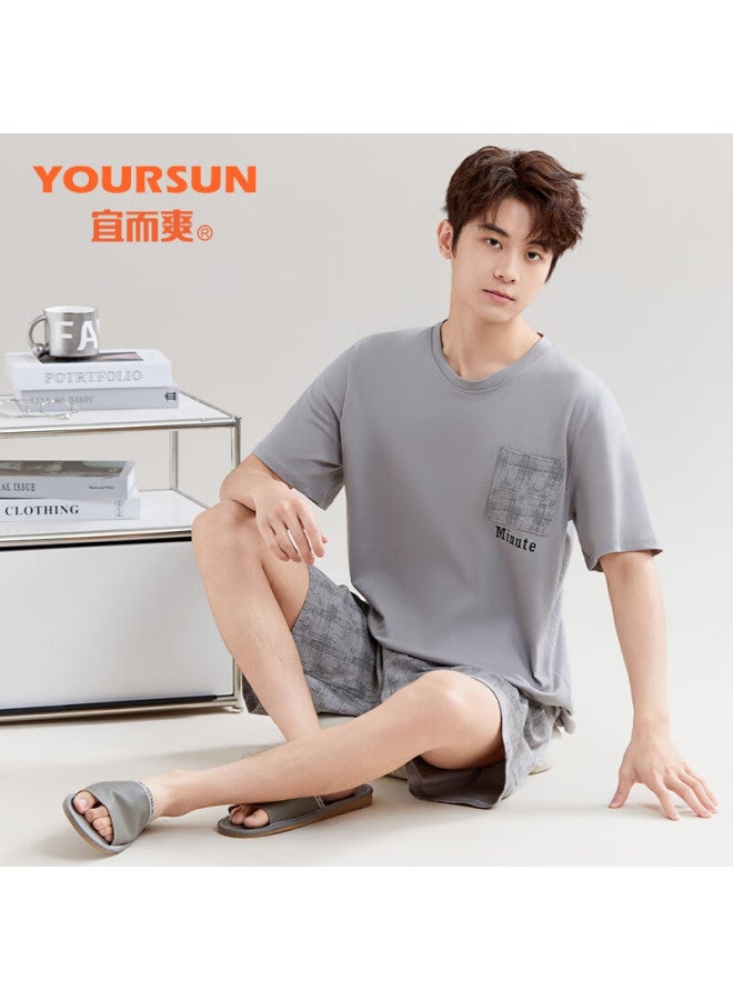 Your Sun Cool And Comfortable 100% Cotton Men's Summer Pajamas Set With Short Sleeve Top And Shorts Loose-fit Casual Men's Loungewear - Image 4