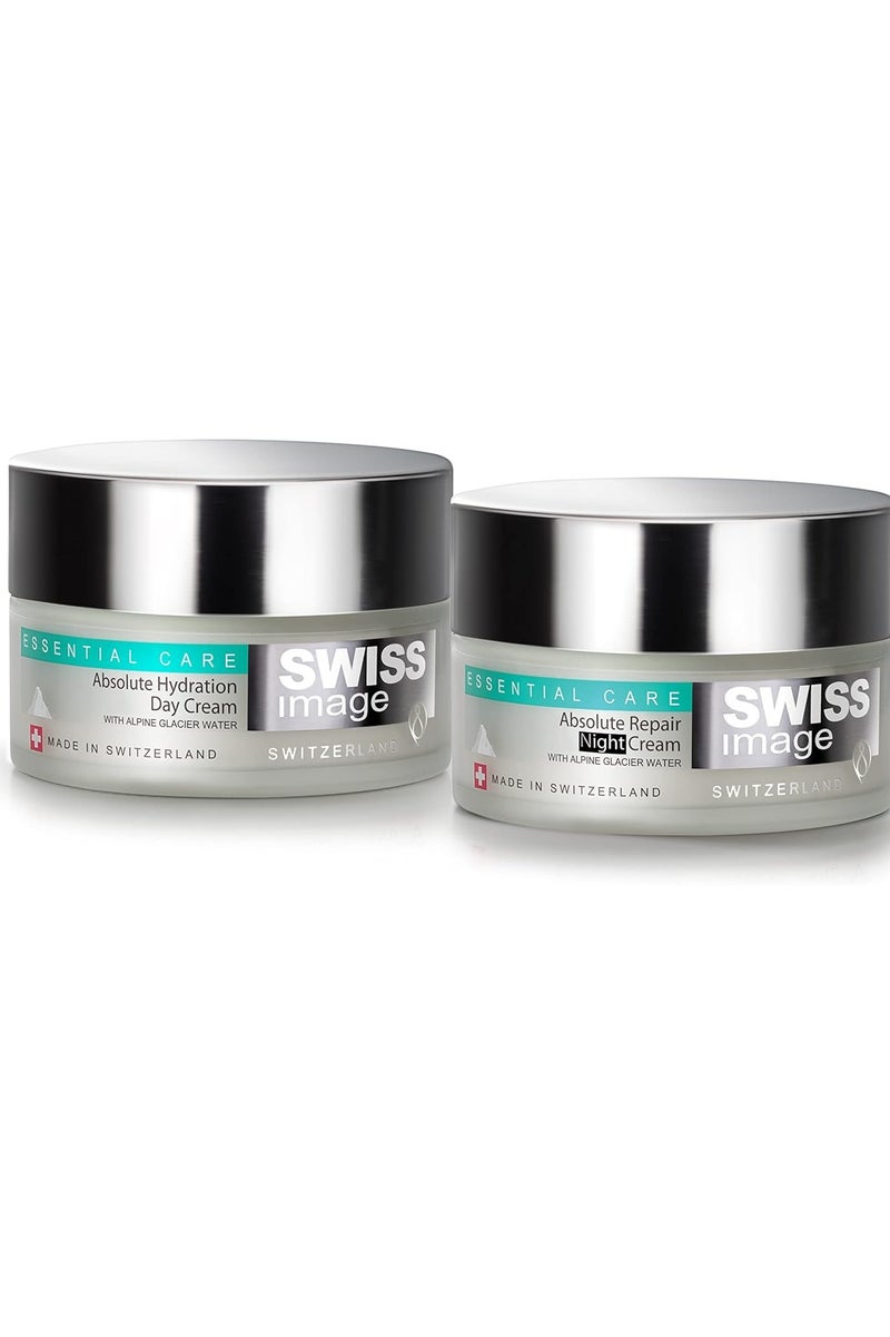 SWISS image Essential care: Absolute hydration Face Moisturizer Day Cream 50 ml With Absolute Repair Overnight Cream 50 ml  for all Skin Types - Image 2
