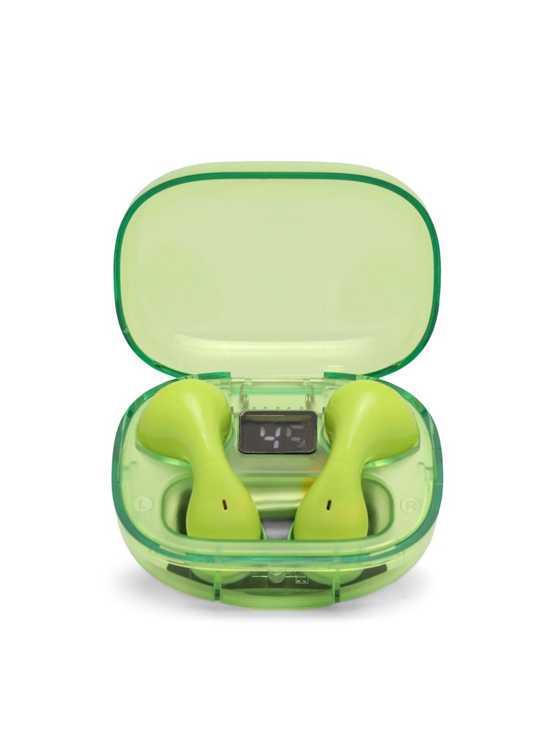 Transparent wireless bluetooth headphones in-ear high sound quality long battery life green for IPhone Android - Image 1