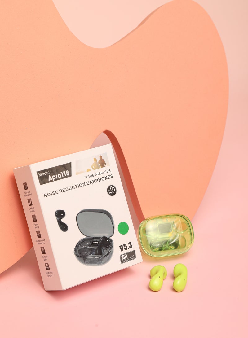 Transparent wireless bluetooth headphones in-ear high sound quality long battery life green for IPhone Android - Image 2