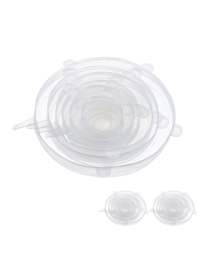 YY-Recheer 6Pcs Stretch Fresh Food Storage Covers, 2Sets Reusable Silicone Lids for Bowls, Cups and Containers, Microwave and Freezer Safe - Image 1