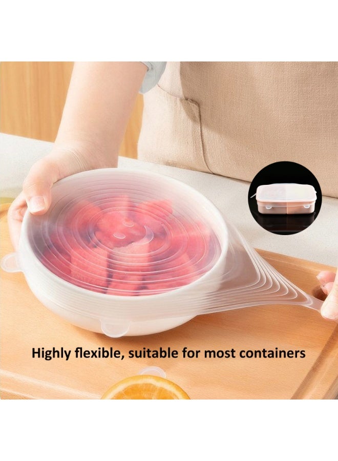 YY-Recheer 6Pcs Stretch Fresh Food Storage Covers, 2Sets Reusable Silicone Lids for Bowls, Cups and Containers, Microwave and Freezer Safe - Image 2