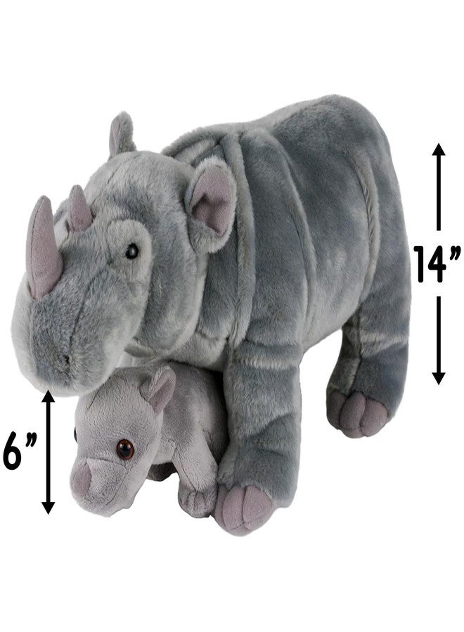 Adventure Planet Birth of Life Rhino and Baby Plush Toy 14" Long, Gray - Image 3