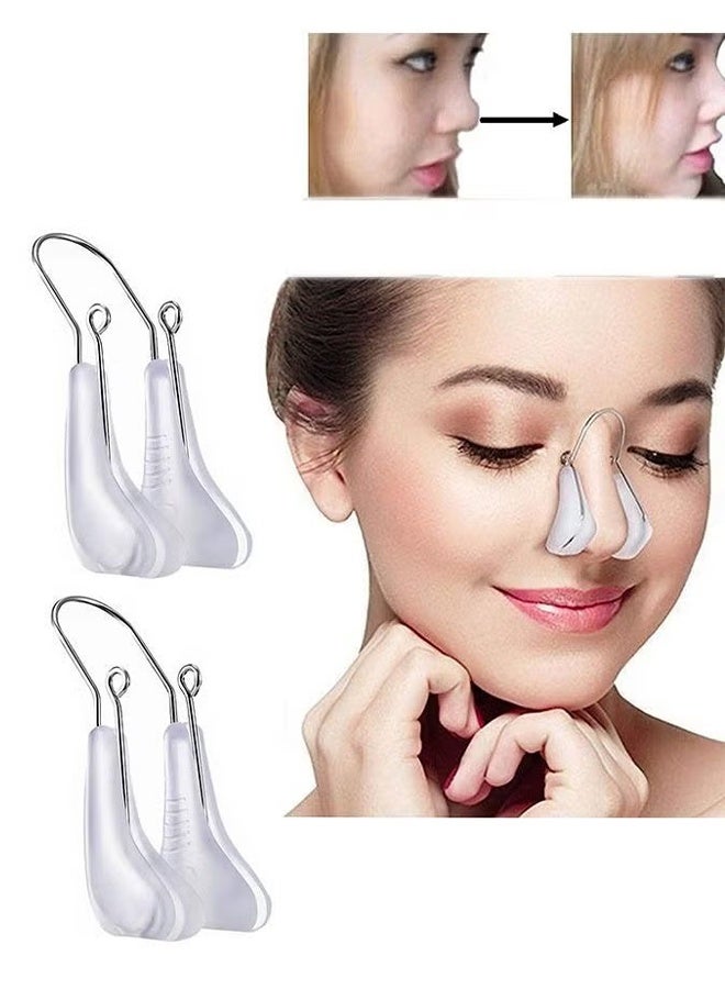 2 Piece Nose Shaper Clip, Soft Silicone Nose Bridge Lifter & Tip Slimming Clip, Comfortable Daily Nose Sculpting Tool for Women, Washable & Reusable Contouring Clip - White - Image 1