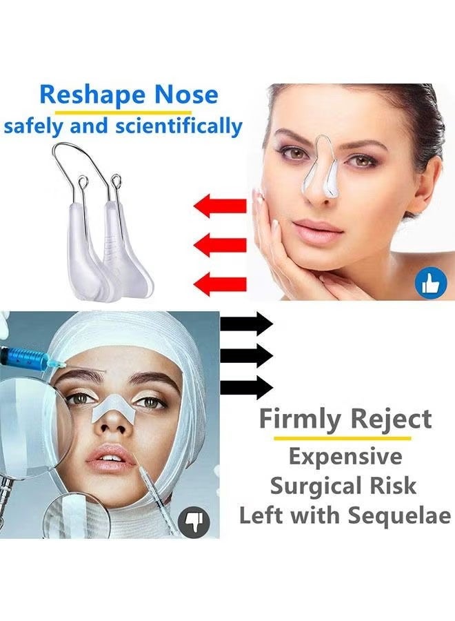 2 Piece Nose Shaper Clip, Soft Silicone Nose Bridge Lifter & Tip Slimming Clip, Comfortable Daily Nose Sculpting Tool for Women, Washable & Reusable Contouring Clip - White - Image 3