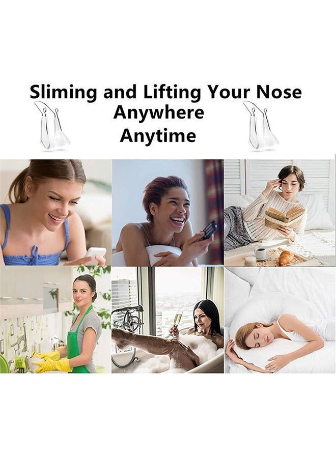2 Piece Nose Shaper Clip, Soft Silicone Nose Bridge Lifter & Tip Slimming Clip, Comfortable Daily Nose Sculpting Tool for Women, Washable & Reusable Contouring Clip - White - Image 5