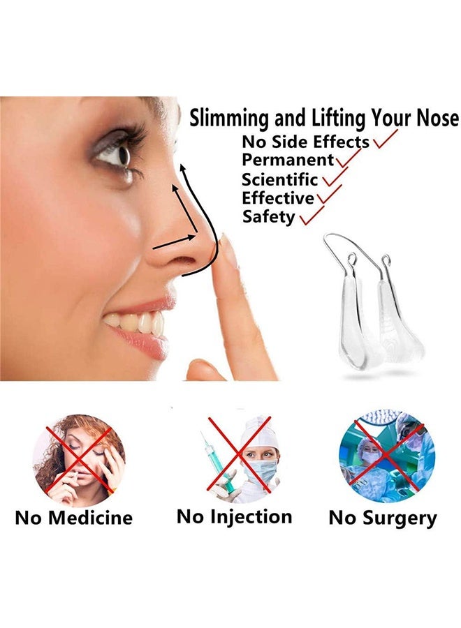 2 Piece Nose Shaper Clip, Soft Silicone Nose Bridge Lifter & Tip Slimming Clip, Comfortable Daily Nose Sculpting Tool for Women, Washable & Reusable Contouring Clip - White - Image 4