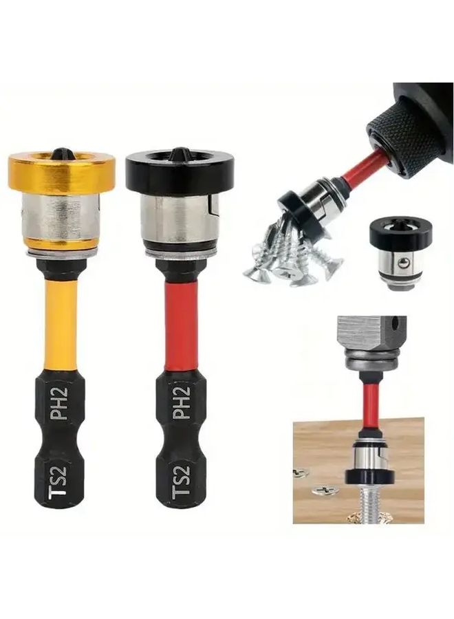 2pcs Red S2 Steel Drywall Screw Drill Bits 50mm For Installation And Wall Mounting - Image 1