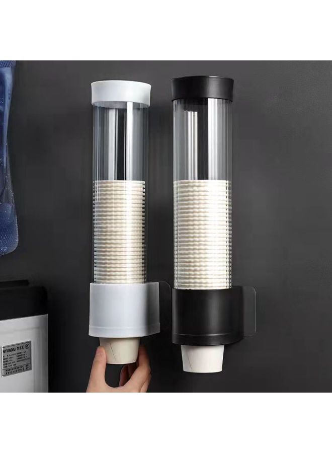 Disposable Cup Holder Automatic Cup Taker Punch-free Wall-mounted Dustproof Paper Cup Holder Water Dispenser Household Storage Sub-Color:[black Short] - Image 1