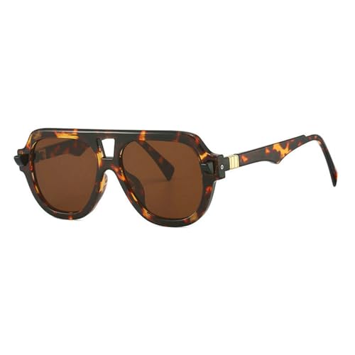 willochra Retro Double Bridges Pilot Men Rivets Sunglasses Fashion Clear Gradient Shades UV400 Women Punk Sun Glasses F25 (leopard) - Image 1