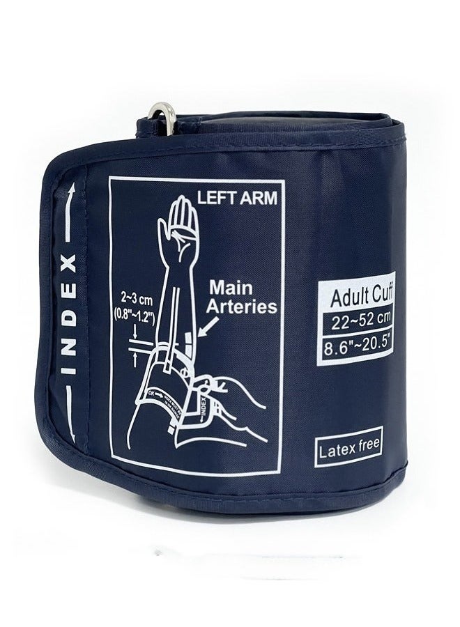 Arabest كفة ضغط الدم الزرقاء الكبيرة، (22-52 سم) كفة ضغط الدم متوافقة، كفة بديلة للأذرع الكبيرة للبالغين، 1 موصلات (4.6 مم)، كفات فقط - Image 1
