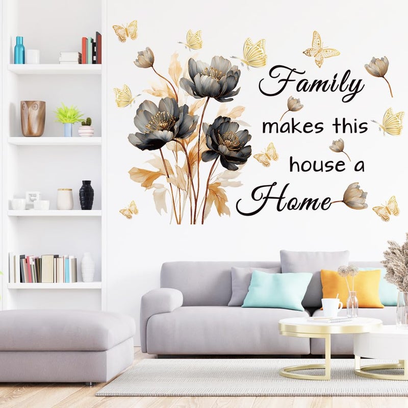 Datesno Gold Family Wall Decals Inspirational Wall Quotes Wall Stickers Family Make This House a Home Removable Peel and Stick for Home Decor (Golden Black) - Image 5