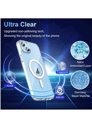 جراب مغناطيسي لهاتف iPhone 14 [غير أصفر MagSafe] غطاء هاتف واقٍ مقاوم للصدمات رفيع وشفاف لهاتف Apple iPhone 14 - view 3