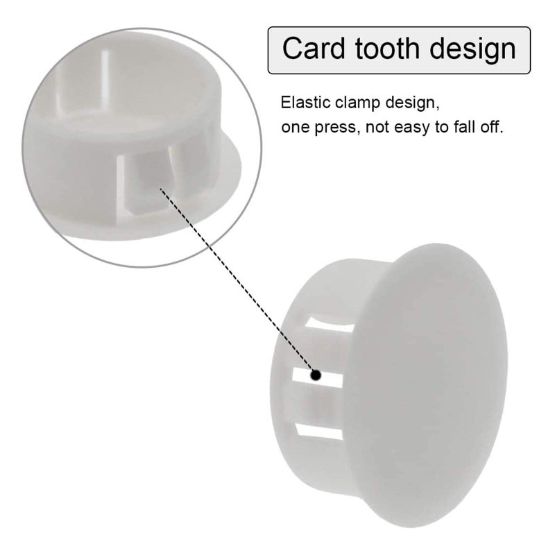 Suiwotin 30PCS 6mm (1/4") White Hole Plugs Plastic Flush Type Hole Plugs Snap in Locking Hole Tube, Furniture Fencing Post Pipe Insert End Caps (White) - Image 4