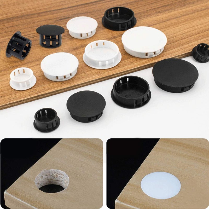 Suiwotin 30PCS 6mm (1/4") White Hole Plugs Plastic Flush Type Hole Plugs Snap in Locking Hole Tube, Furniture Fencing Post Pipe Insert End Caps (White) - Image 5
