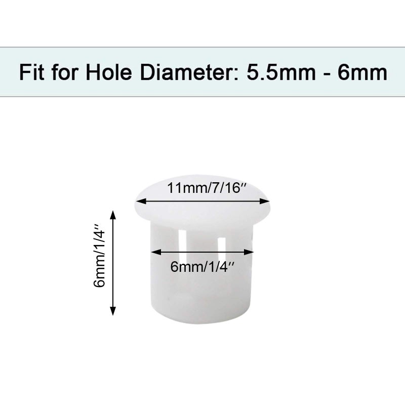 Suiwotin 30PCS 6mm (1/4") White Hole Plugs Plastic Flush Type Hole Plugs Snap in Locking Hole Tube, Furniture Fencing Post Pipe Insert End Caps (White) - Image 2