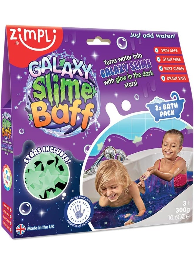 Zimpli Kids Galaxy Slime Baff 2 Use, 10 X Glow In The Dark Stars, Magically Turns Water Into Gooey, Glittery Slime, Learning Through Play Lab Science Set, Gifts For Children, Making Non-Toxic - Image 1