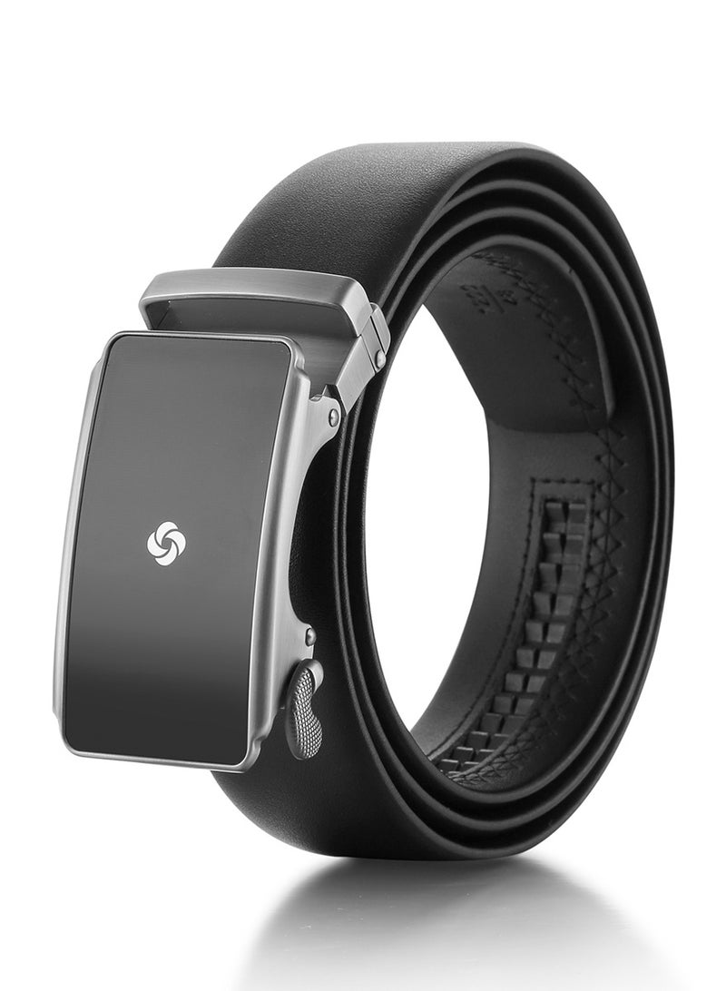 Samsonite Wayne II BIZ Auto Flower Belt, Black|100% Leather|Hole Free Belt - Image 1