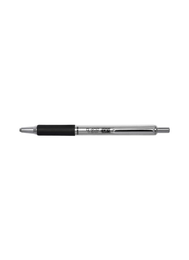 Zebra Pen - G-402 Retractable Gel Pen, Stainless Steel Barrel, Fine Point, 0.5Mm, Black Ink, 12-Pack - Image 1