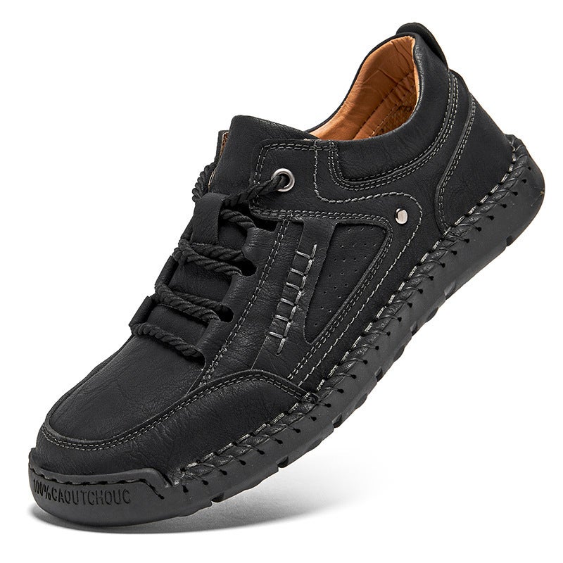 Men'S Leather Shoes Hand-Sewn Men'S Shoes Genuine Leather Men'S Casual Leather Shoes Men'S Shoes Loafers Casual Handmade Shoes - Image 1