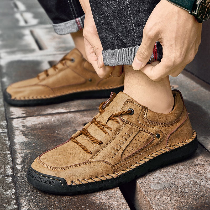 Men'S Leather Shoes Hand-Sewn Men'S Shoes Genuine Leather Men'S Casual Leather Shoes Men'S Shoes Loafers Casual Handmade Shoes - Image 2