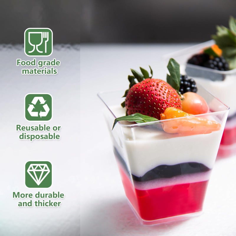 YOIYINI 30 Pack 5oz Dessert Cups with Lids and Spoons,Yogurt Parfait Cup with Lids,Plastic Dessert Containers with Lid,Mini Parfait Shooter Cups for Pudding,Yogurt,Appetizer,Ice Cream - Image 3