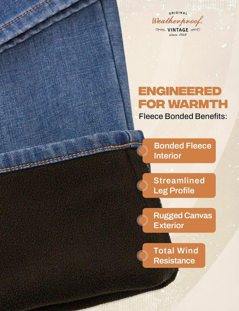 Weatherproof Vintage Fleece Lined Jeans Men - Regular Fit | Soft & Warm, Cold Weather Insulated Fleece Winter Pants for Men - Image 5