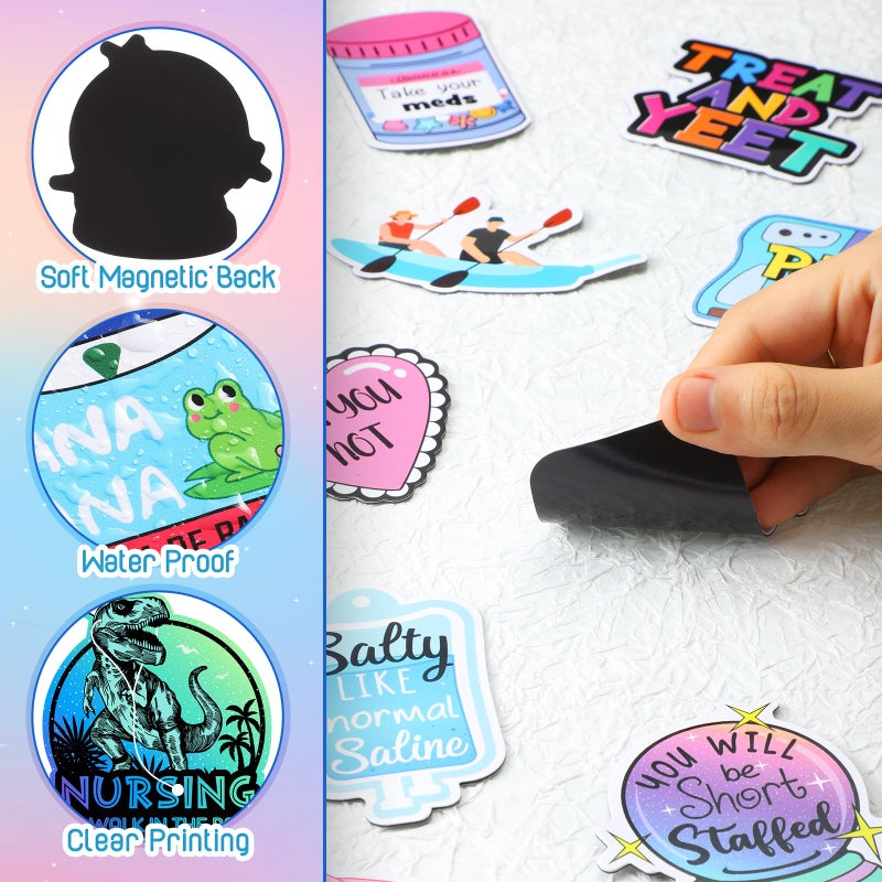 Saysurey 25 Pcs Funny Nursing Magnets for Locker Whiteboard Reusable Medical Themed Magnets Decal Fun Cool Magnetic Nurse Week Gifts for Nurses Fridge Refrigerator Office - Image 3