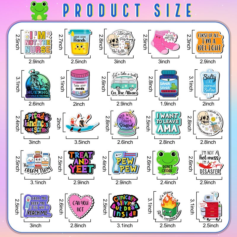 Saysurey 25 Pcs Funny Nursing Magnets for Locker Whiteboard Reusable Medical Themed Magnets Decal Fun Cool Magnetic Nurse Week Gifts for Nurses Fridge Refrigerator Office - Image 2